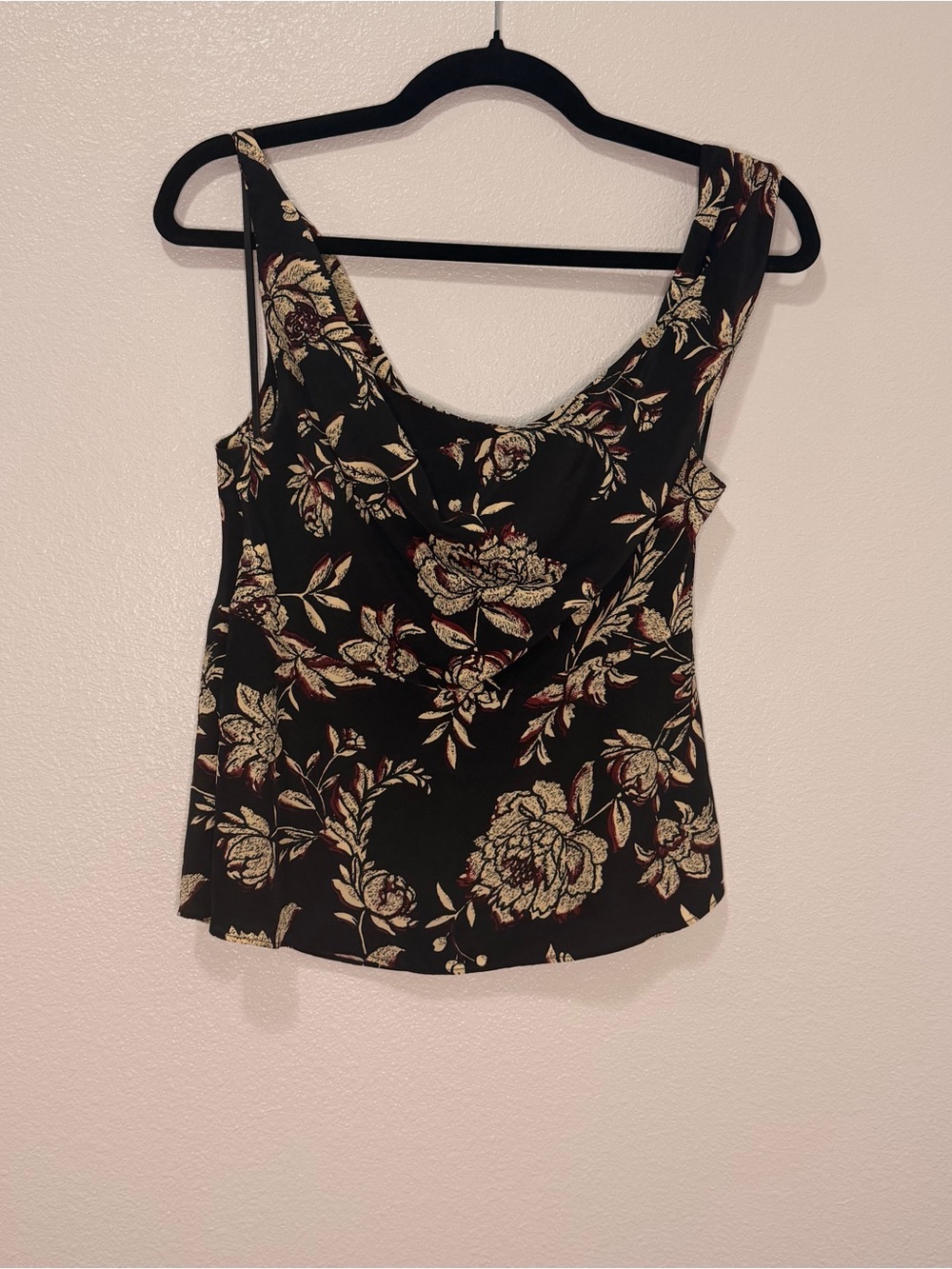 J.Crew asymmetrical cowlneck top in floral crepe de chine. NWOT.